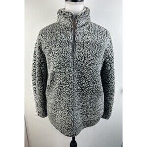 Thread & Supply 1/4 Zip Pullover Women's Med Charcoal Teddy Sherpa Pullover Top